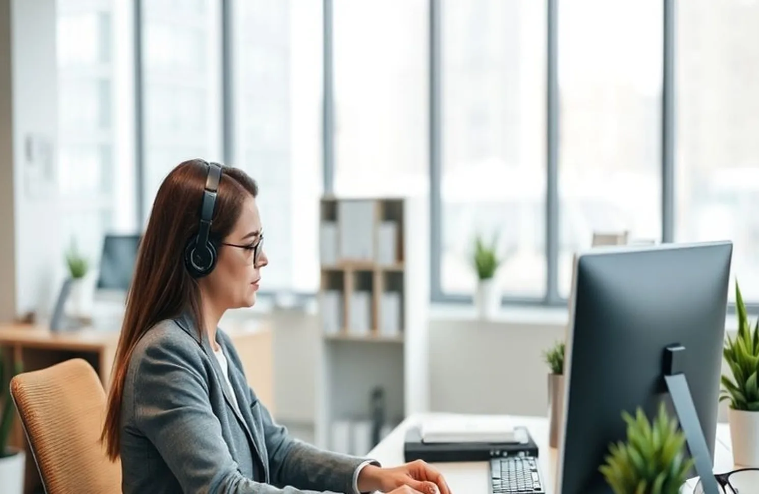 Professional freelance office workspace